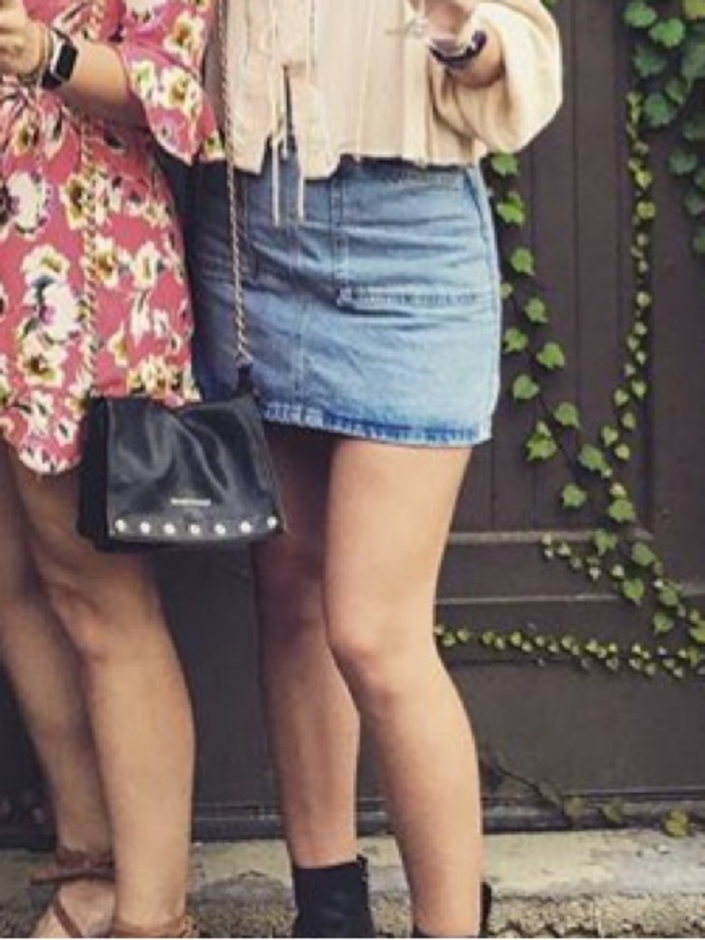 BDG Light Blue Denim Mini Skirt with Front Patch Pockets